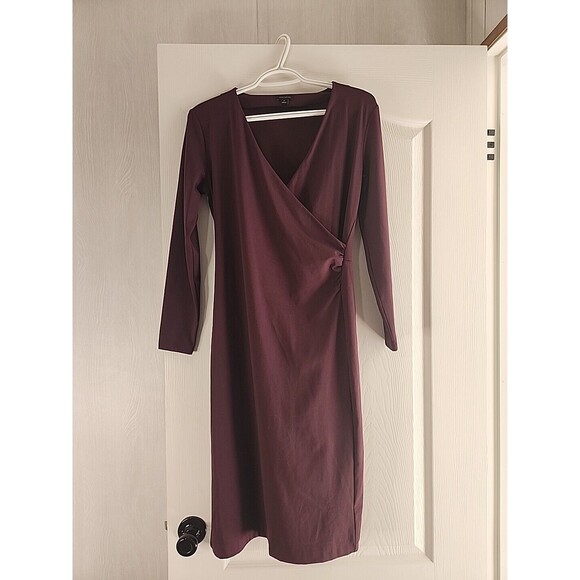 Ann Taylor LOFT  V-Neck Dress Burgundy Size Xs - Picture 2 of 7